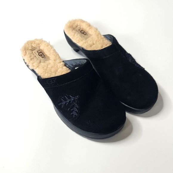 UGG Australia Black Suede platform mules - Picture 3 of 9